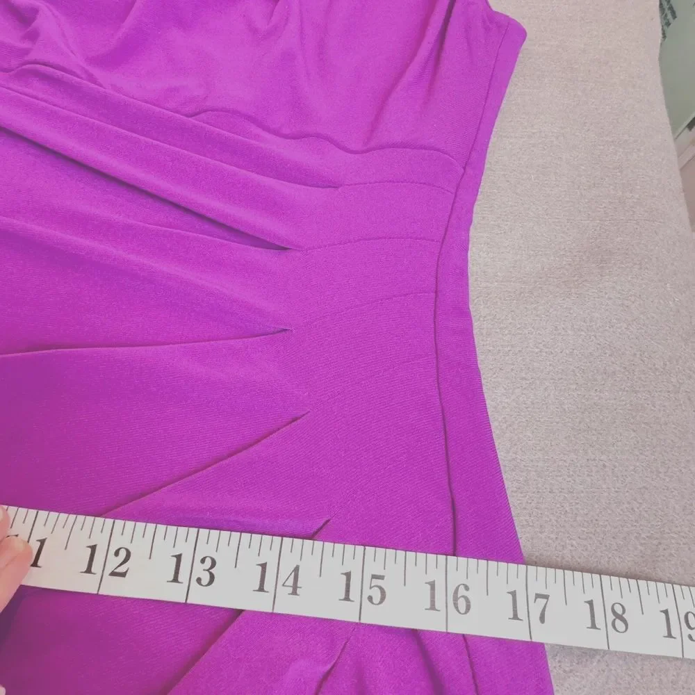❌SOLD❌Lauren Ralph Lauren Bright Magenta Pink Cowl Neck Ruched  Dress Size 8 - Picture 11 of 15